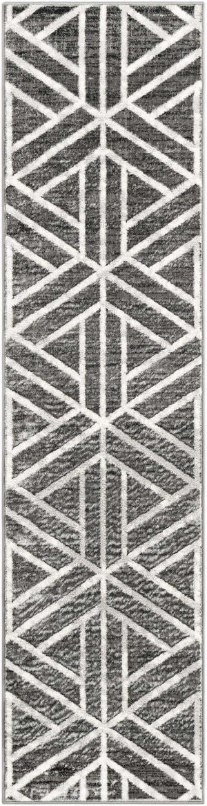 Gray 2' x 8' Matrix Trellis Runner Area Rug 100% Polyester Geometric Pattern Modern Carpet for Living, Dining, Bedroom, Office for Sale at Rug Engine