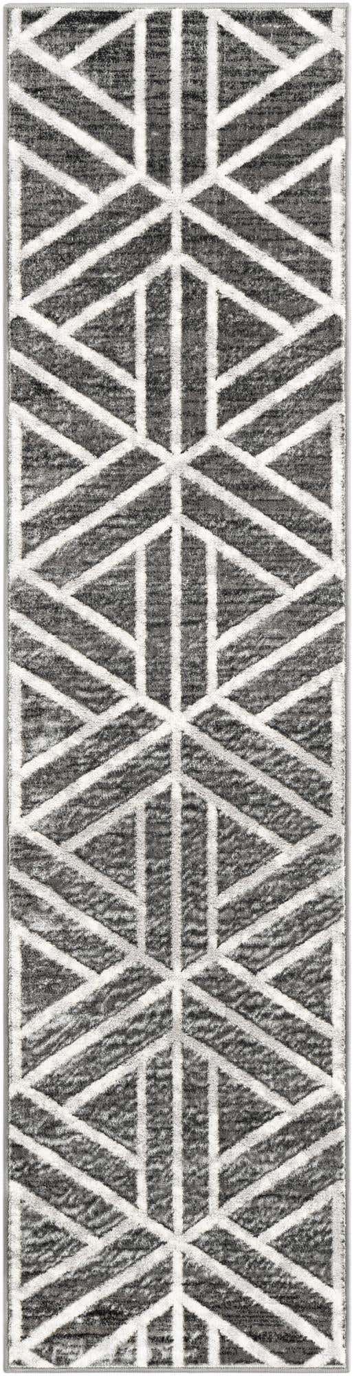 Gray 2' x 8' Matrix Trellis Runner Area Rug 100% Polyester Geometric Pattern Modern Carpet for Living, Dining, Bedroom, Office for Sale at Rug Engine