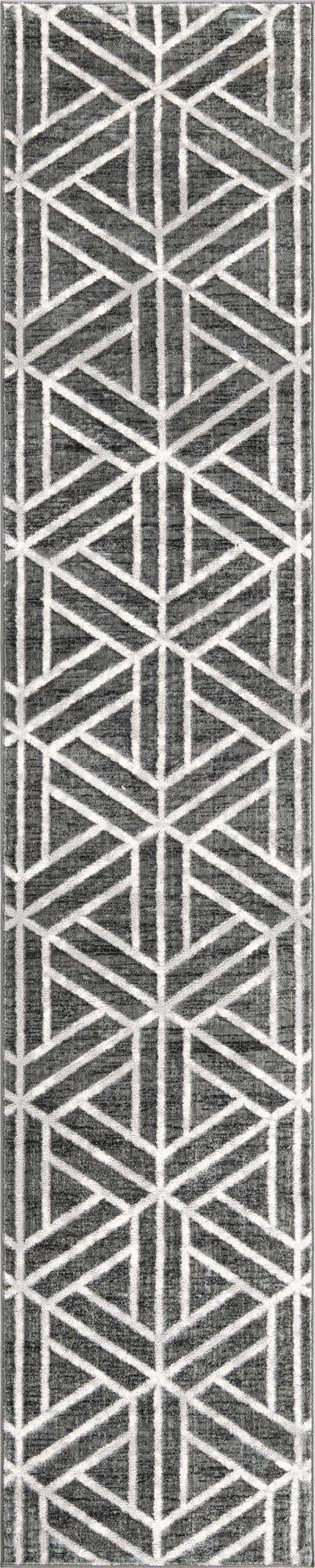 Gray 2' 7 x 13' Matrix Trellis Runner Area Rug 100% Polyester Geometric Pattern Modern Carpet for Living, Dining, Bedroom, Office for Sale at Rug Engine
