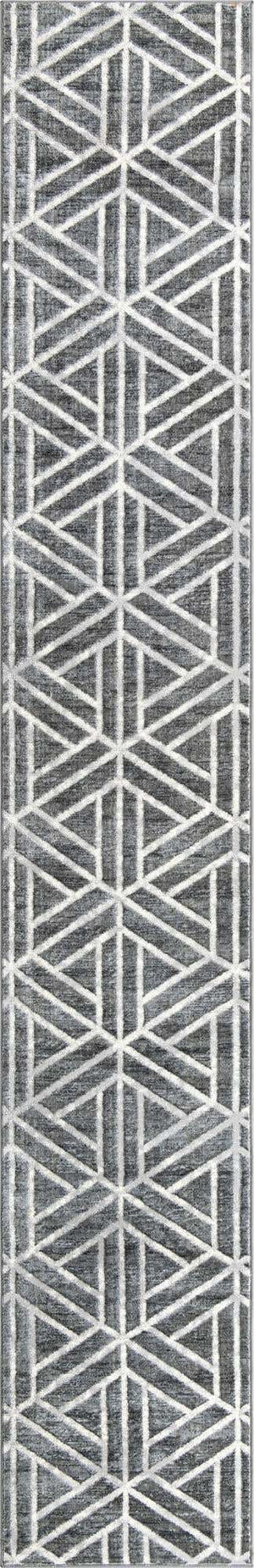 Gray 2' 7 x 16' 5 Matrix Trellis Runner Area Rug 100% Polyester Geometric Pattern Modern Carpet for Living, Dining, Bedroom, Office for Sale at Rug Engine