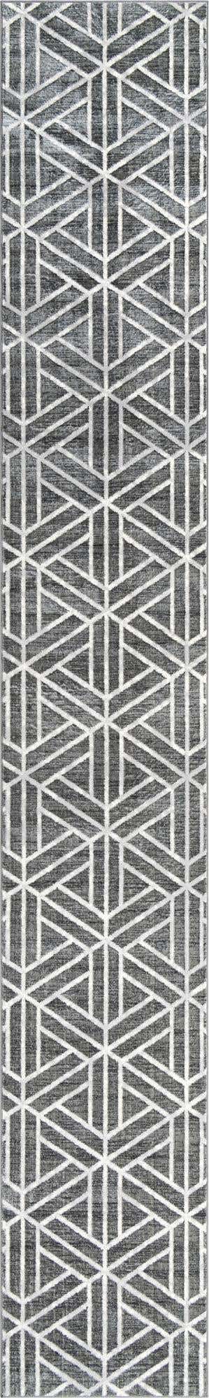 Gray 2' 11 x 19' 8 Matrix Trellis Runner Area Rug 100% Polyester Geometric Pattern Modern Carpet for Living, Dining, Bedroom, Office for Sale at Rug Engine