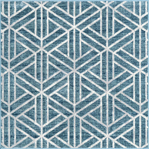 Blue 5' 3 x 5' 3 Matrix Trellis Square Area Rug 100% Polyester Geometric Pattern Modern Carpet for Living, Dining, Bedroom, Office for Sale at Rug Engine