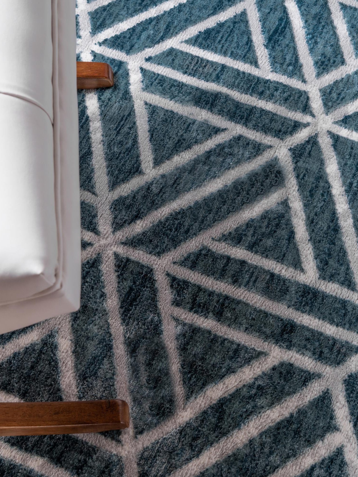 Blue 7' x 7' Matrix Trellis Square Area Rug 100% Polyester Geometric Pattern Modern Carpet for Living, Dining, Bedroom, Office for Sale at Rug Engine