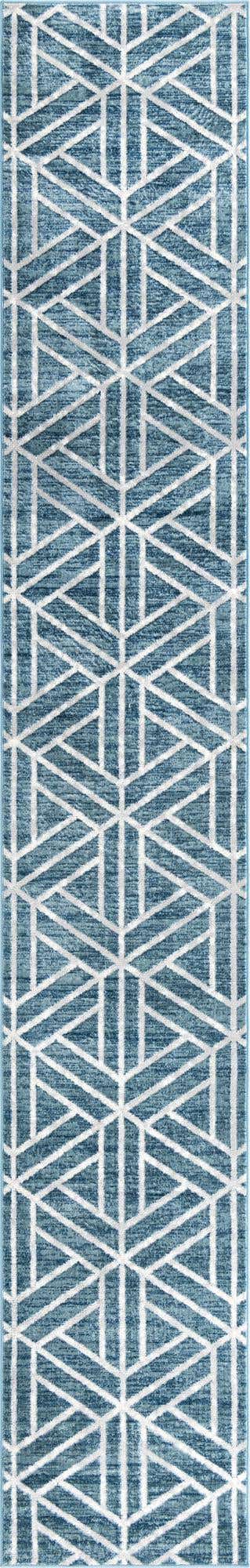 Blue 2' 7 x 16' 5 Matrix Trellis Runner Area Rug 100% Polyester Geometric Pattern Modern Carpet for Living, Dining, Bedroom, Office for Sale at Rug Engine