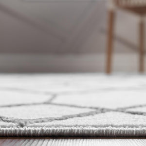 White 5' 3 x 5' 3 Matrix Trellis Octagon Area Rug 100% Polyester Geometric Pattern Modern Carpet for Living, Dining, Bedroom, Office for Sale at Rug Engine