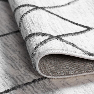 White 5' 3 x 5' 3 Matrix Trellis Octagon Area Rug 100% Polyester Geometric Pattern Modern Carpet for Living, Dining, Bedroom, Office for Sale at Rug Engine