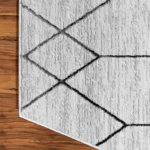 White 5' 3 x 5' 3 Matrix Trellis Octagon Area Rug 100% Polyester Geometric Pattern Modern Carpet for Living, Dining, Bedroom, Office for Sale at Rug Engine
