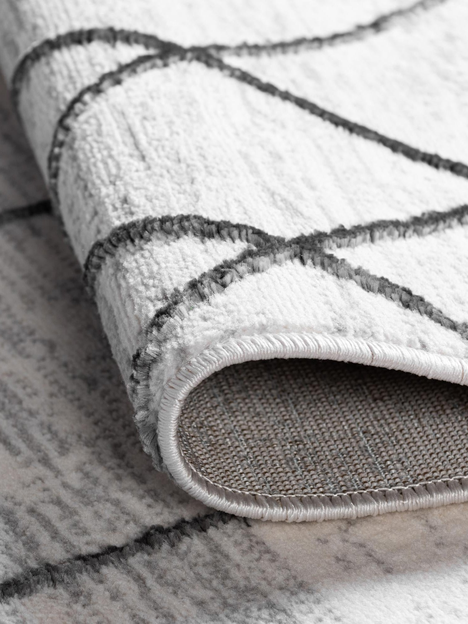 White 7' x 7' Matrix Trellis Square Area Rug 100% Polyester Geometric Pattern Modern Carpet for Living, Dining, Bedroom, Office for Sale at Rug Engine