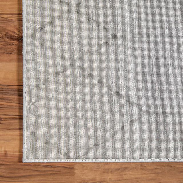 White 7' x 7' Matrix Trellis Square Area Rug 100% Polyester Geometric Pattern Modern Carpet for Living, Dining, Bedroom, Office for Sale at Rug Engine