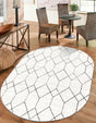 White 5' 3 x 8' Matrix Trellis Oval Area Rug 100% Polyester Geometric Pattern Modern Carpet for Living, Dining, Bedroom, Office for Sale at Rug Engine