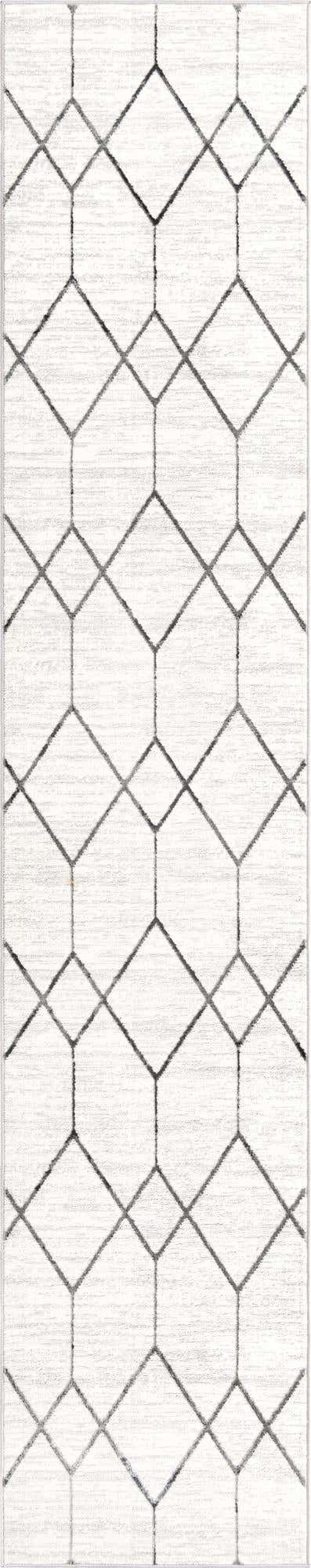White 2' 7 x 13' Matrix Trellis Runner Area Rug 100% Polyester Geometric Pattern Modern Carpet for Living, Dining, Bedroom, Office for Sale at Rug Engine