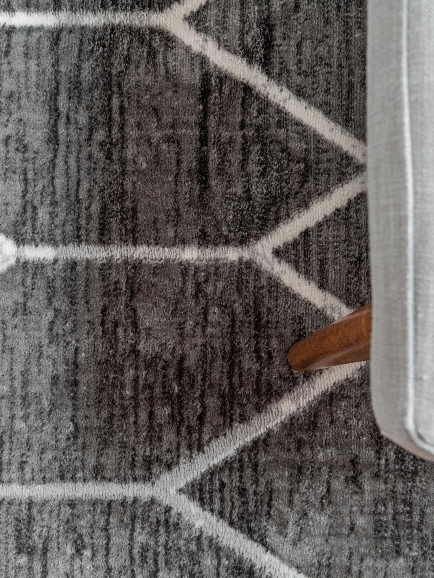 Gray 7' x 7' Matrix Trellis Square Area Rug 100% Polyester Geometric Pattern Modern Carpet for Living, Dining, Bedroom, Office for Sale at Rug Engine