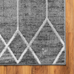 Gray 5' 3 x 5' 3 Matrix Trellis Square Area Rug 100% Polyester Geometric Pattern Modern Carpet for Living, Dining, Bedroom, Office for Sale at Rug Engine