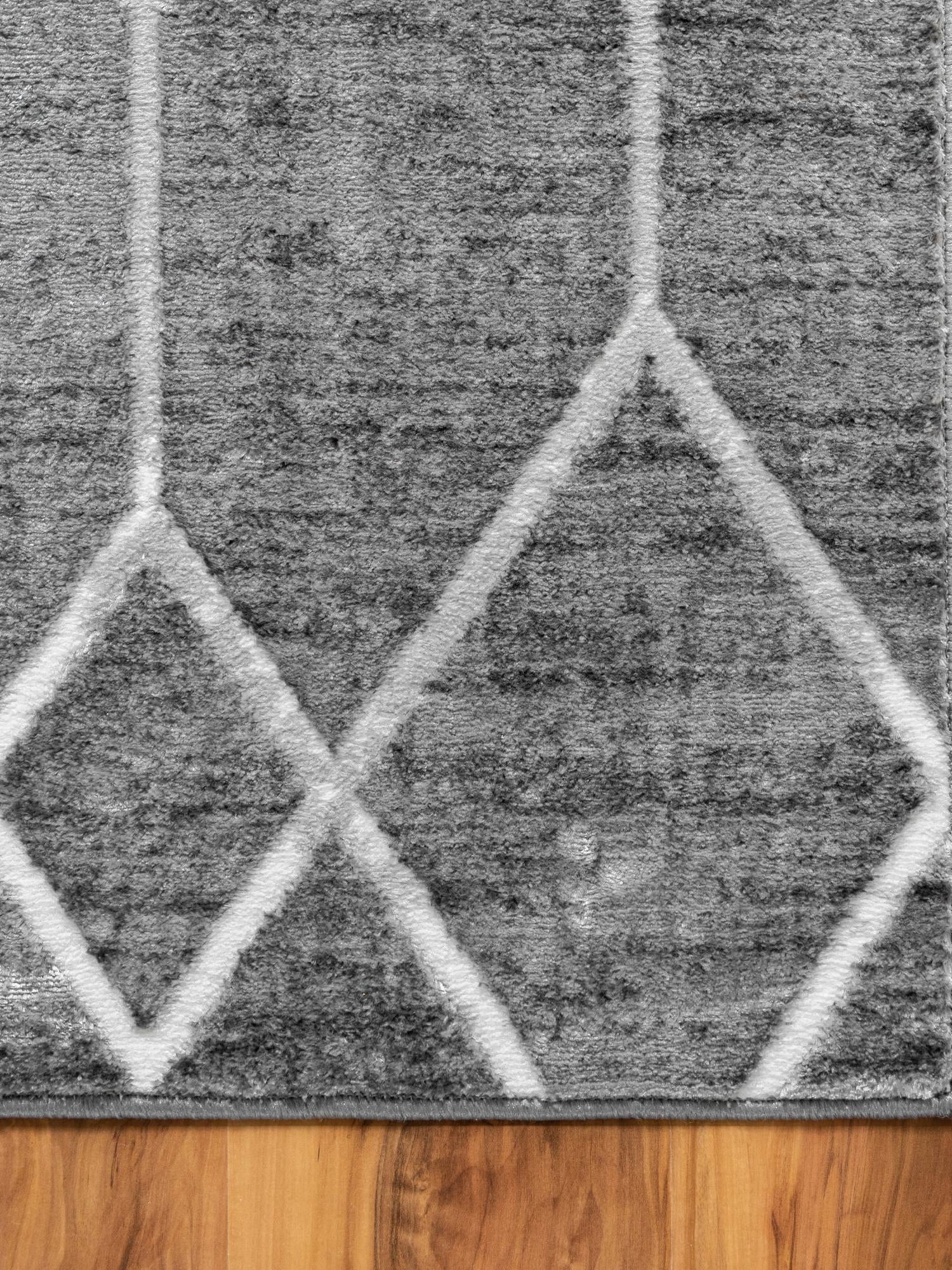 Gray 7' x 7' Matrix Trellis Square Area Rug 100% Polyester Geometric Pattern Modern Carpet for Living, Dining, Bedroom, Office for Sale at Rug Engine