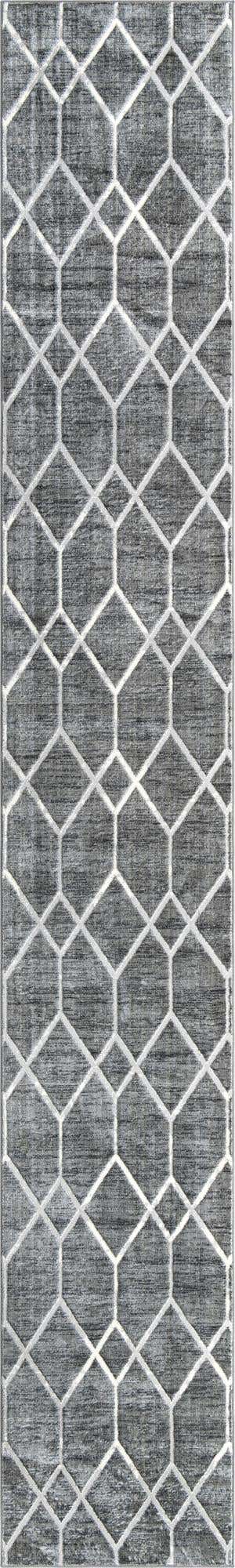 Gray 2' 11 x 19' 8 Matrix Trellis Runner Area Rug 100% Polyester Geometric Pattern Modern Carpet for Living, Dining, Bedroom, Office for Sale at Rug Engine