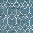 Blue 5' 3 x 5' 3 Matrix Trellis Square Area Rug 100% Polyester Geometric Pattern Modern Carpet for Living, Dining, Bedroom, Office for Sale at Rug Engine