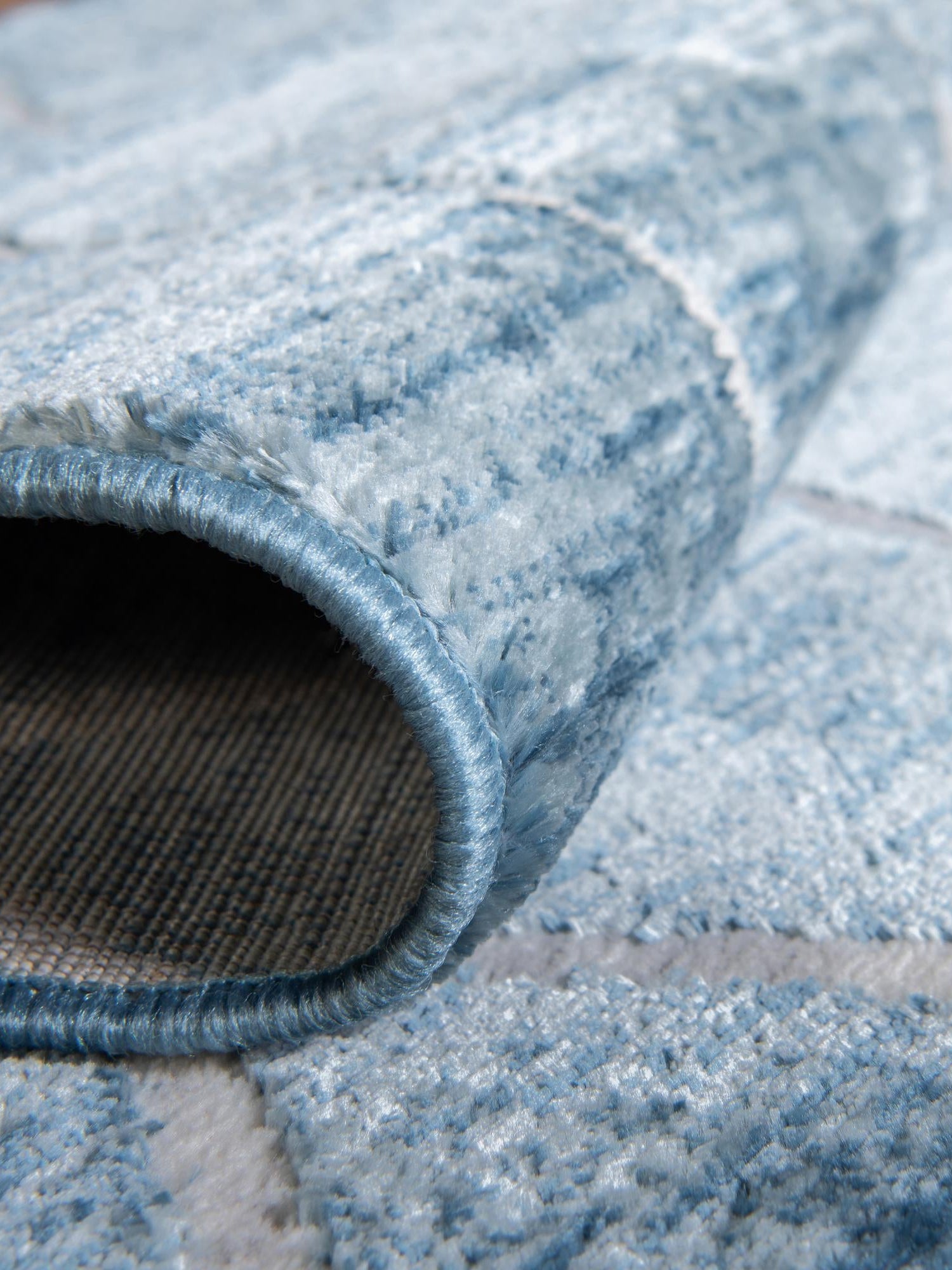 Blue 7' x 7' Matrix Trellis Square Area Rug 100% Polyester Geometric Pattern Modern Carpet for Living, Dining, Bedroom, Office for Sale at Rug Engine