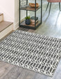 Gray 7' x 7' Matrix Trellis Square Area Rug 100% Polyester Geometric Pattern Modern Carpet for Living, Dining, Bedroom, Office for Sale at Rug Engine
