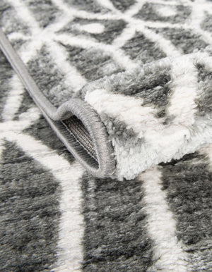 Gray 7' x 7' Matrix Trellis Square Area Rug 100% Polyester Geometric Pattern Modern Carpet for Living, Dining, Bedroom, Office for Sale at Rug Engine