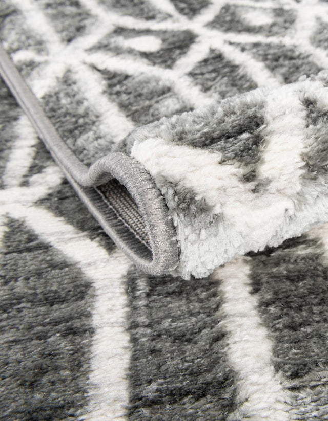 Gray 7' x 7' Matrix Trellis Square Area Rug 100% Polyester Geometric Pattern Modern Carpet for Living, Dining, Bedroom, Office for Sale at Rug Engine