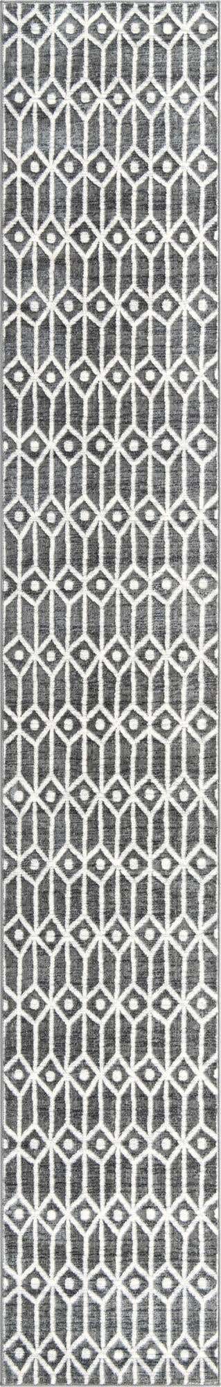 Gray 2' 7 x 16' 5 Matrix Trellis Runner Area Rug 100% Polyester Geometric Pattern Modern Carpet for Living, Dining, Bedroom, Office for Sale at Rug Engine