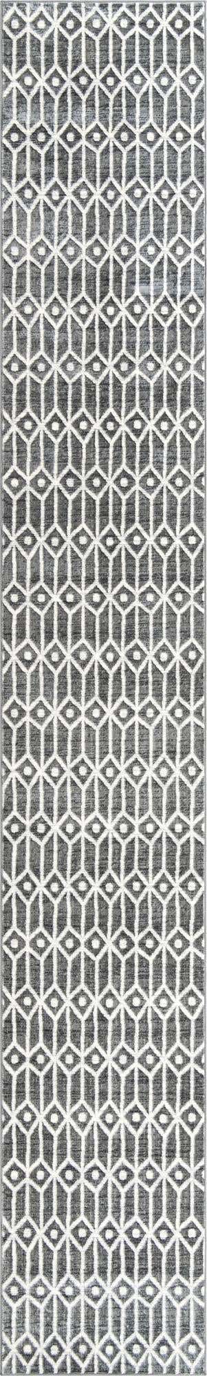 Gray 2' 11 x 19' 8 Matrix Trellis Runner Area Rug 100% Polyester Geometric Pattern Modern Carpet for Living, Dining, Bedroom, Office for Sale at Rug Engine
