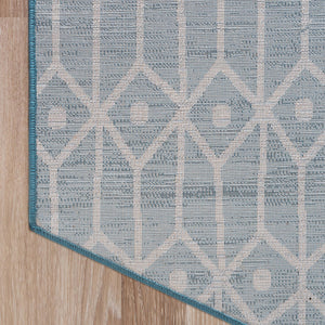 Blue 5' 3 x 5' 3 Matrix Trellis Octagon Area Rug 100% Polyester Geometric Pattern Modern Carpet for Living, Dining, Bedroom, Office for Sale at Rug Engine