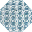 Blue 5' 3 x 5' 3 Matrix Trellis Octagon Area Rug 100% Polyester Geometric Pattern Modern Carpet for Living, Dining, Bedroom, Office for Sale at Rug Engine