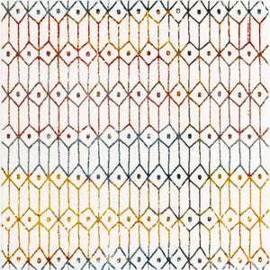 Multicolor 5' 3 x 5' 3 Matrix Trellis Square Area Rug 100% Polyester Geometric Pattern Modern Carpet for Living, Dining, Bedroom, Office for Sale at Rug Engine