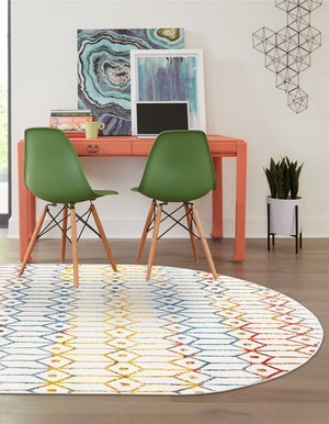 Multicolor 5' 3 x 8' Matrix Trellis Oval Area Rug 100% Polyester Geometric Pattern Modern Carpet for Living, Dining, Bedroom, Office for Sale at Rug Engine
