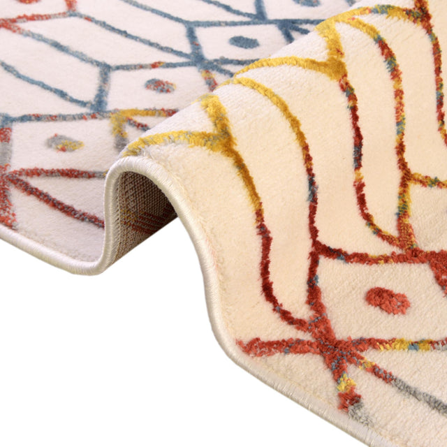 Multicolor 5' 3 x 8' Matrix Trellis Oval Area Rug 100% Polyester Geometric Pattern Modern Carpet for Living, Dining, Bedroom, Office for Sale at Rug Engine