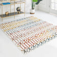 Multicolor 5' 3 x 5' 3 Matrix Trellis Square Area Rug 100% Polyester Geometric Pattern Modern Carpet for Living, Dining, Bedroom, Office for Sale at Rug Engine