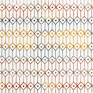 Multicolor 7' x 7' Matrix Trellis Square Area Rug 100% Polyester Geometric Pattern Modern Carpet for Living, Dining, Bedroom, Office for Sale at Rug Engine