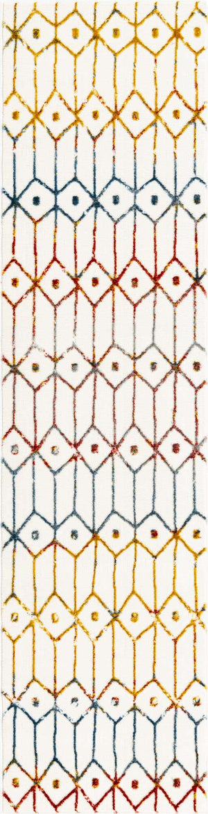 Multicolor 2' x 8' Matrix Trellis Runner Area Rug 100% Polyester Geometric Pattern Modern Carpet for Living, Dining, Bedroom, Office for Sale at Rug Engine