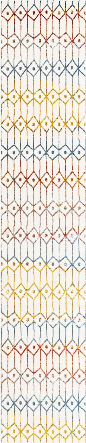 Multicolor 2' 7 x 13' Matrix Trellis Runner Area Rug 100% Polyester Geometric Pattern Modern Carpet for Living, Dining, Bedroom, Office for Sale at Rug Engine