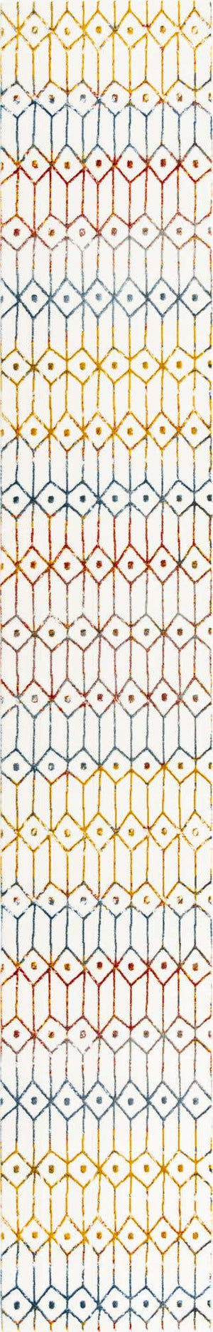 Multicolor 2' 7 x 16' 5 Matrix Trellis Runner Area Rug 100% Polyester Geometric Pattern Modern Carpet for Living, Dining, Bedroom, Office for Sale at Rug Engine