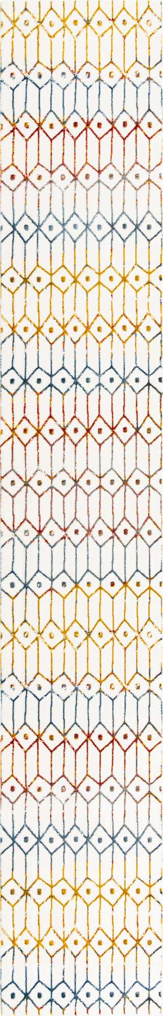 Multicolor 2' 7 x 16' 5 Matrix Trellis Runner Area Rug 100% Polyester Geometric Pattern Modern Carpet for Living, Dining, Bedroom, Office for Sale at Rug Engine