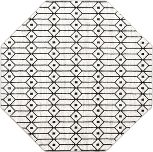 White 5' 3 x 5' 3 Matrix Trellis Octagon Area Rug 100% Polyester Geometric Pattern Modern Carpet for Living, Dining, Bedroom, Office for Sale at Rug Engine