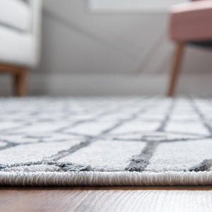 White 5' 3 x 5' 3 Matrix Trellis Octagon Area Rug 100% Polyester Geometric Pattern Modern Carpet for Living, Dining, Bedroom, Office for Sale at Rug Engine