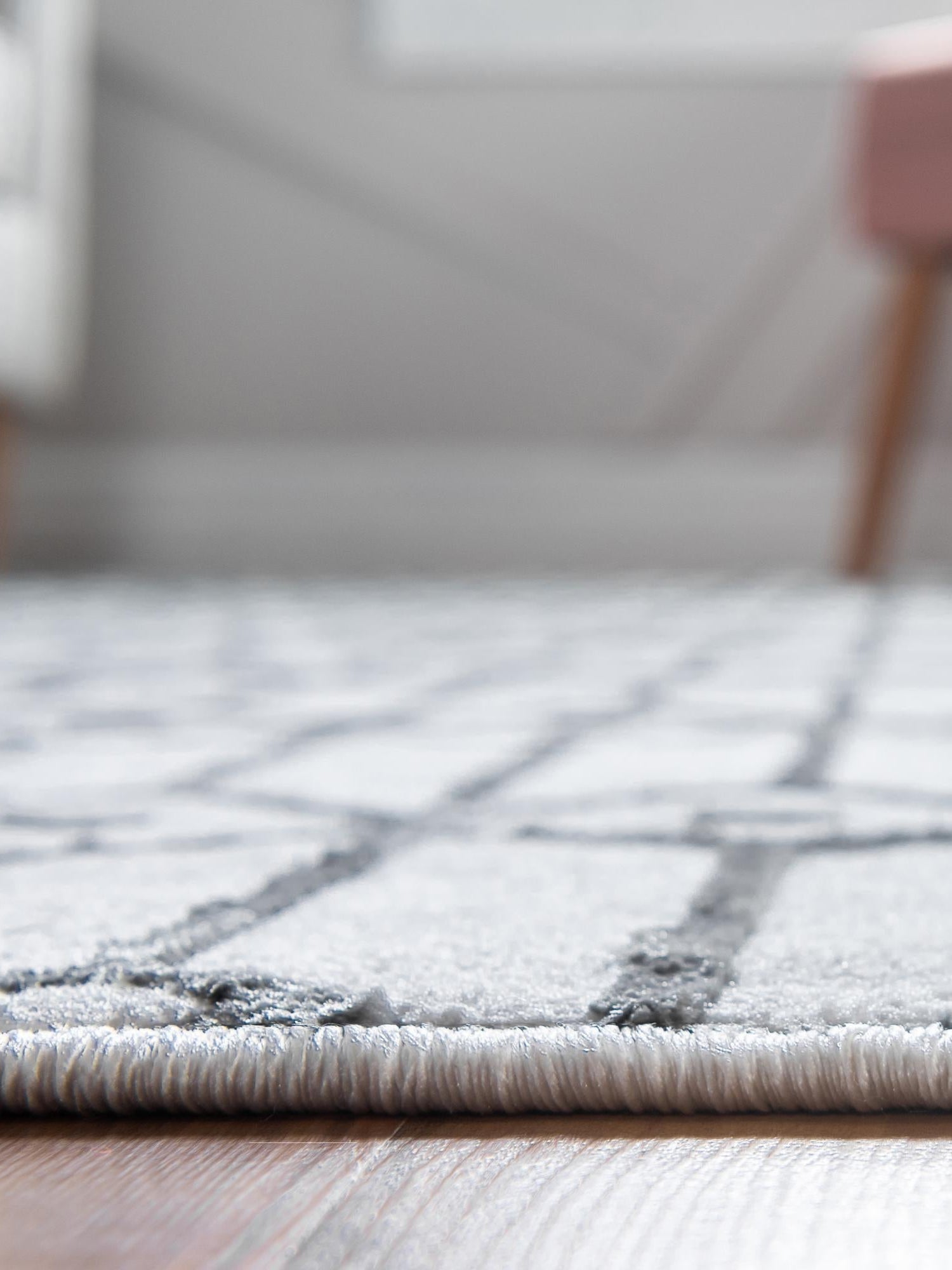White 5' 3 x 5' 3 Matrix Trellis Square Area Rug 100% Polyester Geometric Pattern Modern Carpet for Living, Dining, Bedroom, Office for Sale at Rug Engine