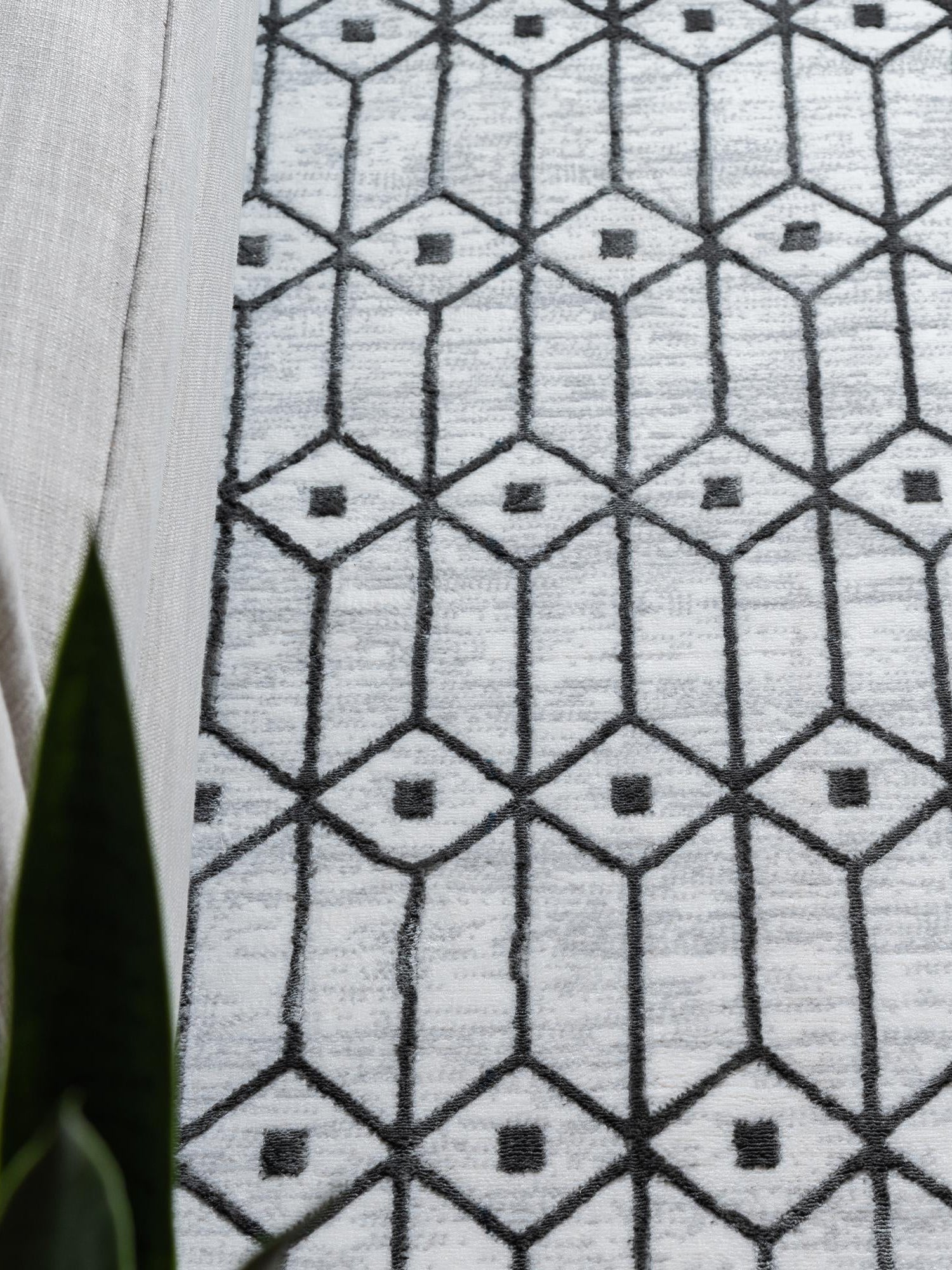White 5' 3 x 5' 3 Matrix Trellis Square Area Rug 100% Polyester Geometric Pattern Modern Carpet for Living, Dining, Bedroom, Office for Sale at Rug Engine