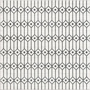 White 7' x 7' Matrix Trellis Square Area Rug 100% Polyester Geometric Pattern Modern Carpet for Living, Dining, Bedroom, Office for Sale at Rug Engine