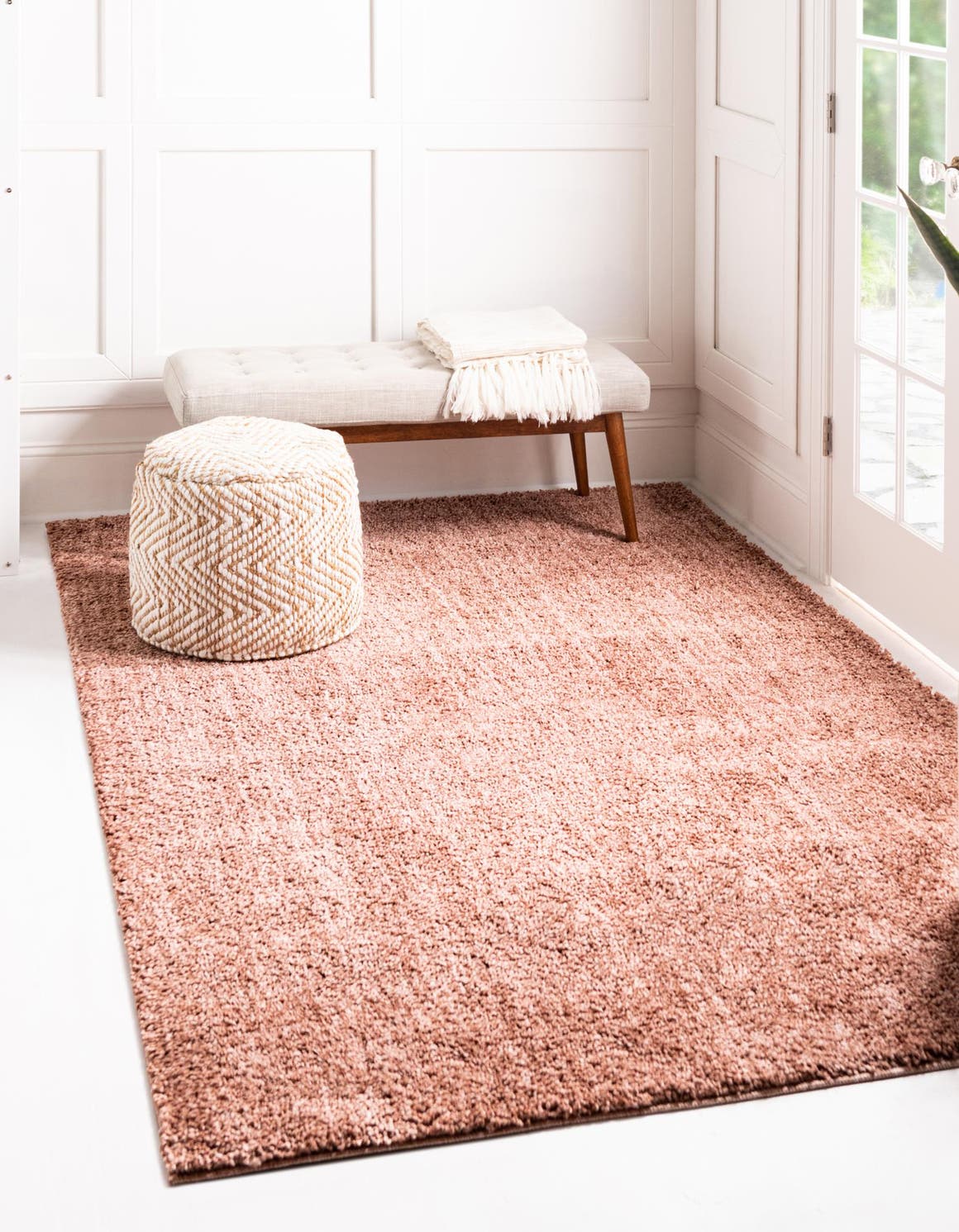 Grapefruit Pink 9' 10 x 14' Jill Zarin Shaggy Chic Rectangle Area Rug Thick Soft Touch Fluffy & Plush Shaggy Pile 100% Polyester (Space-Dyed Yarn) With Jute Backing  Carpet for Sale at Rug Engine