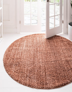Grapefruit Pink 3' 3 x 3' 3 Jill Zarin Shaggy Chic Round Area Rug Thick Soft Touch Fluffy & Plush Shaggy Pile 100% Polyester (Space-Dyed Yarn) With Jute Backing  Carpet for Sale at Rug Engine