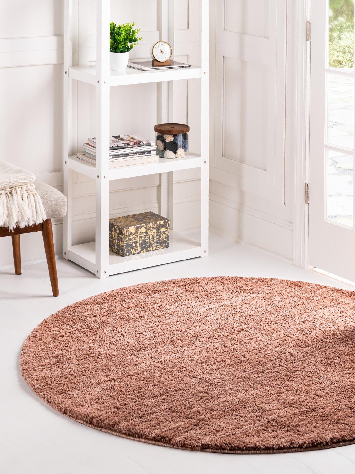 Grapefruit Pink 10' x 10' Jill Zarin Shaggy Chic Round Area Rug Thick Soft Touch Fluffy & Plush Shaggy Pile 100% Polyester (Space-Dyed Yarn) With Jute Backing  Carpet for Sale at Rug Engine