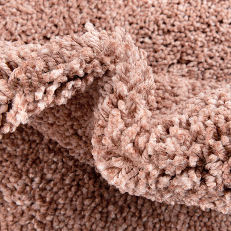 Grapefruit Pink 3' 3 x 3' 3 Jill Zarin Shaggy Chic Round Area Rug Thick Soft Touch Fluffy & Plush Shaggy Pile 100% Polyester (Space-Dyed Yarn) With Jute Backing  Carpet for Sale at Rug Engine