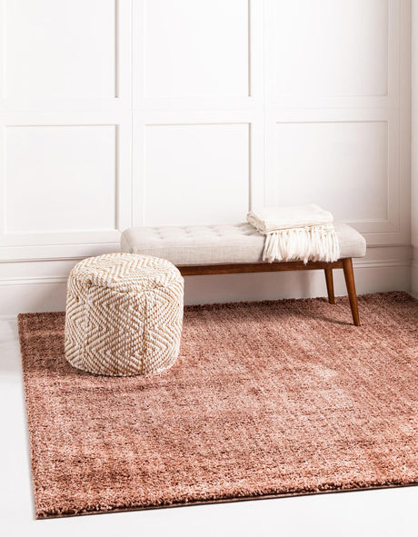 Grapefruit Pink 6' 5 x 6' 5 Jill Zarin Shaggy Chic Square Area Rug Thick Soft Touch Fluffy & Plush Shaggy Pile 100% Polyester (Space-Dyed Yarn) With Jute Backing  Carpet for Sale at Rug Engine