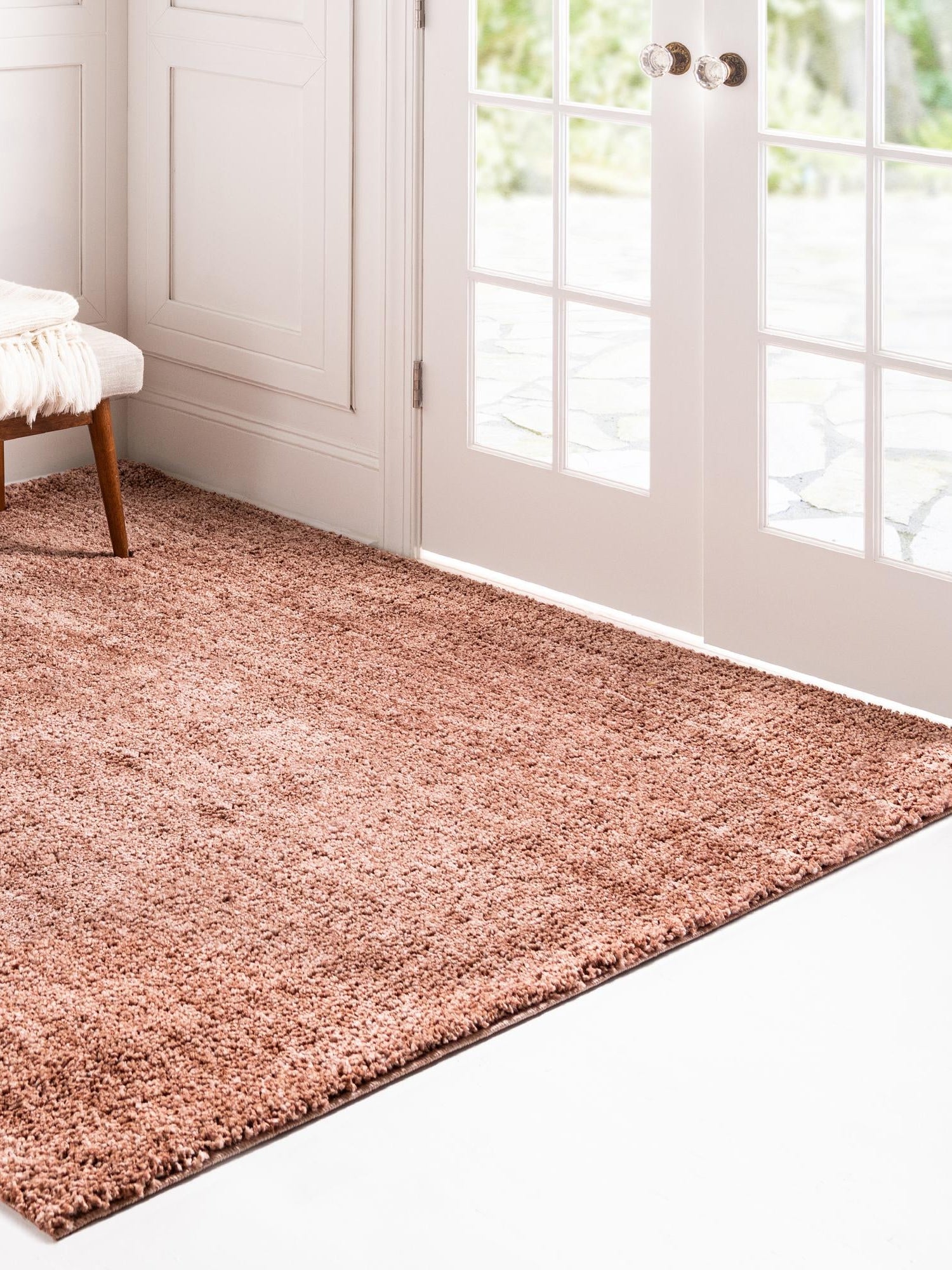 Grapefruit Pink 6' 5 x 6' 5 Jill Zarin Shaggy Chic Square Area Rug Thick Soft Touch Fluffy & Plush Shaggy Pile 100% Polyester (Space-Dyed Yarn) With Jute Backing  Carpet for Sale at Rug Engine