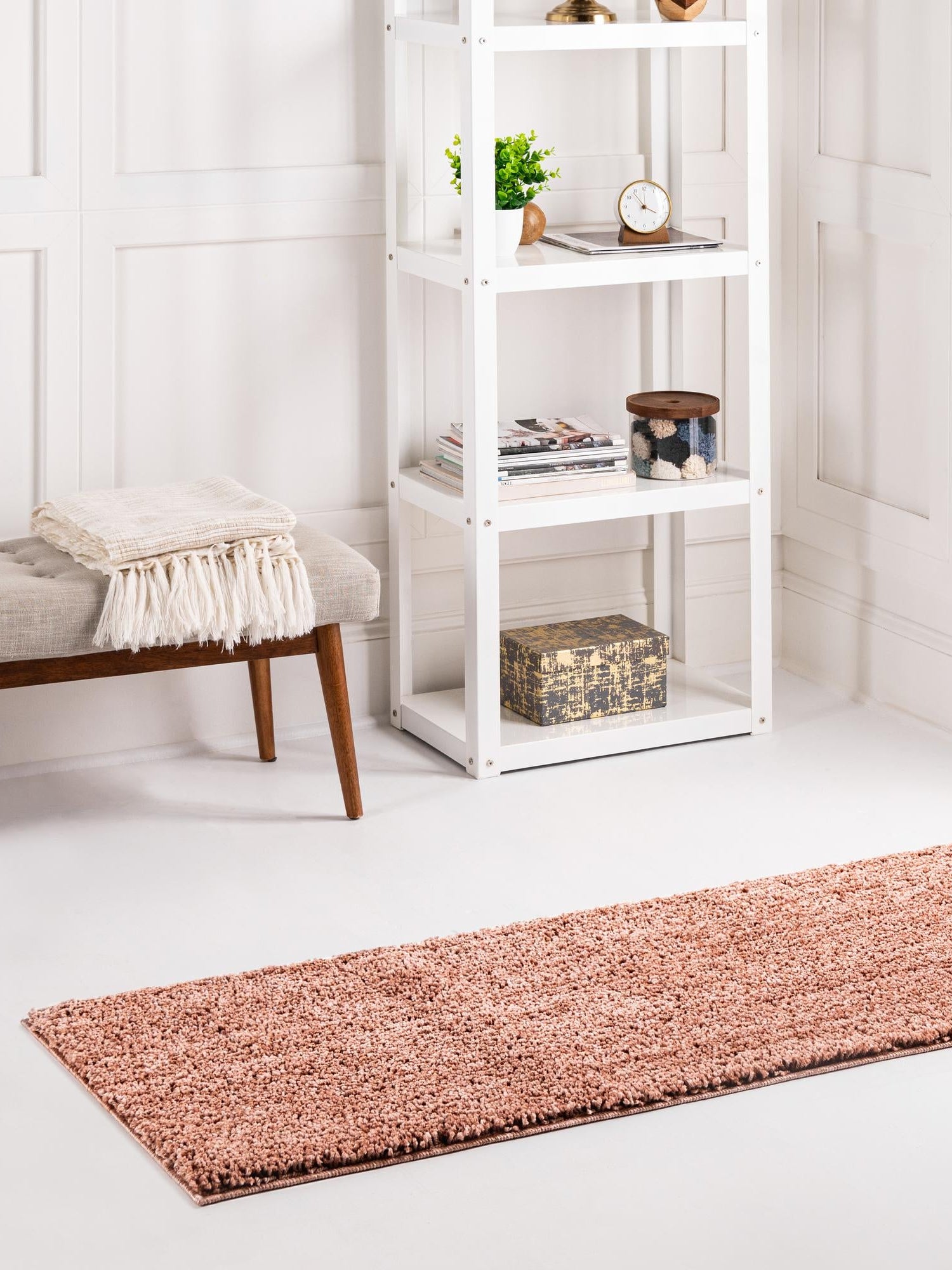 Grapefruit Pink 2' 7 x 10' Jill Zarin Shaggy Chic Runner Area Rug Thick Soft Touch Fluffy & Plush Shaggy Pile 100% Polyester (Space-Dyed Yarn) With Jute Backing  Carpet for Sale at Rug Engine