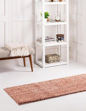 Grapefruit Pink 2' x 8' Jill Zarin Shaggy Chic Runner Area Rug Thick Soft Touch Fluffy & Plush Shaggy Pile 100% Polyester (Space-Dyed Yarn) With Jute Backing  Carpet for Sale at Rug Engine